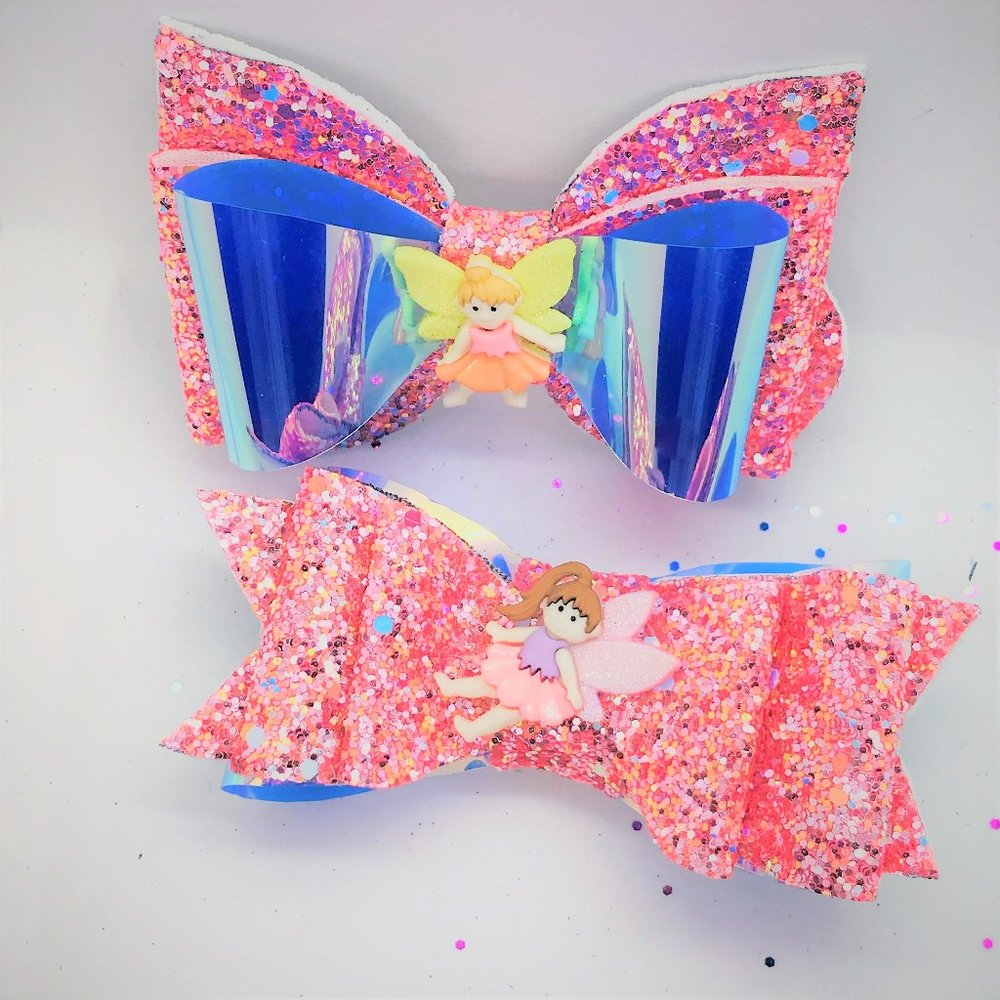 Handcrafted Ribbon and Holographic Hair Bow